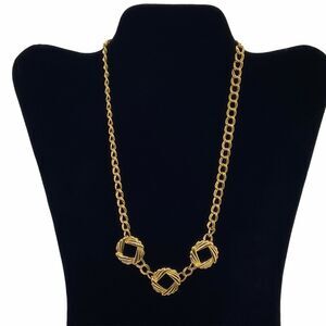 Monet Necklace Vintage Gold Tone Retro Hook Clasp Women's Secretary Chic